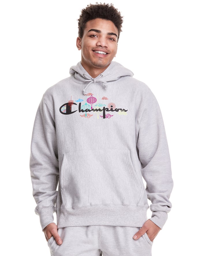 Champion Hoodie Heren - Grijs - Reverse Weave Lunar New Year ( 362798-SQF )